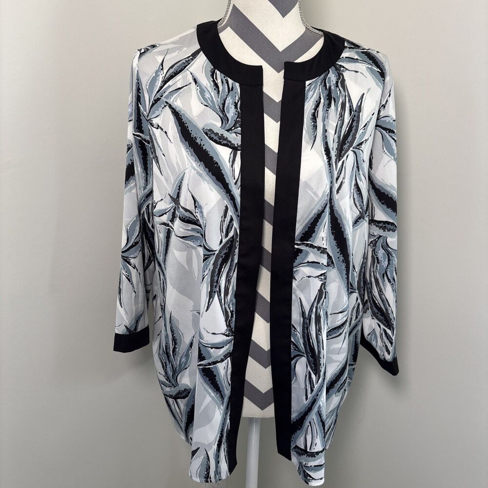 Bob Mackie Wearable Art Open Front Cardigan Womens Size LL Abstract Resortwear